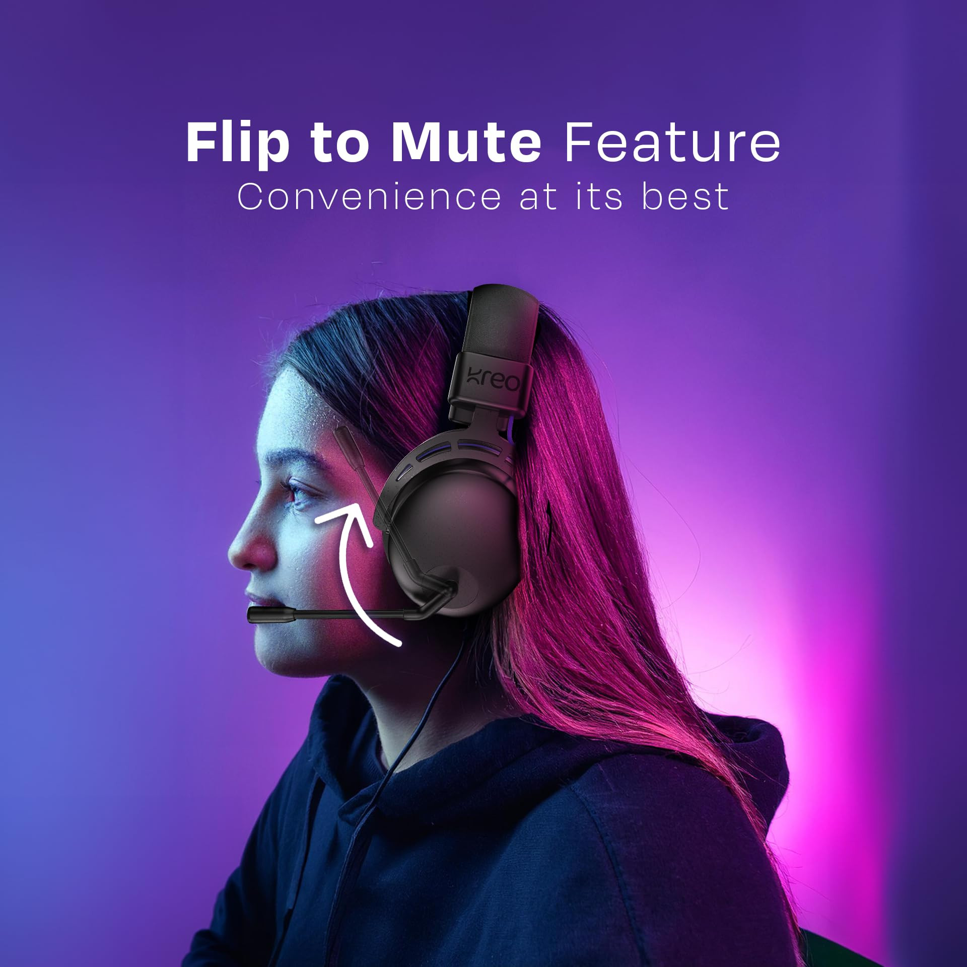 Kreo Beluga V2 Wired Over Ear Gaming Headset 50mm Oraphene Drivers Duel Chamber Flip to Mute Mic Memory Foam Earpads Lightweight Aluminum Built PC PS4 PSS Mobile