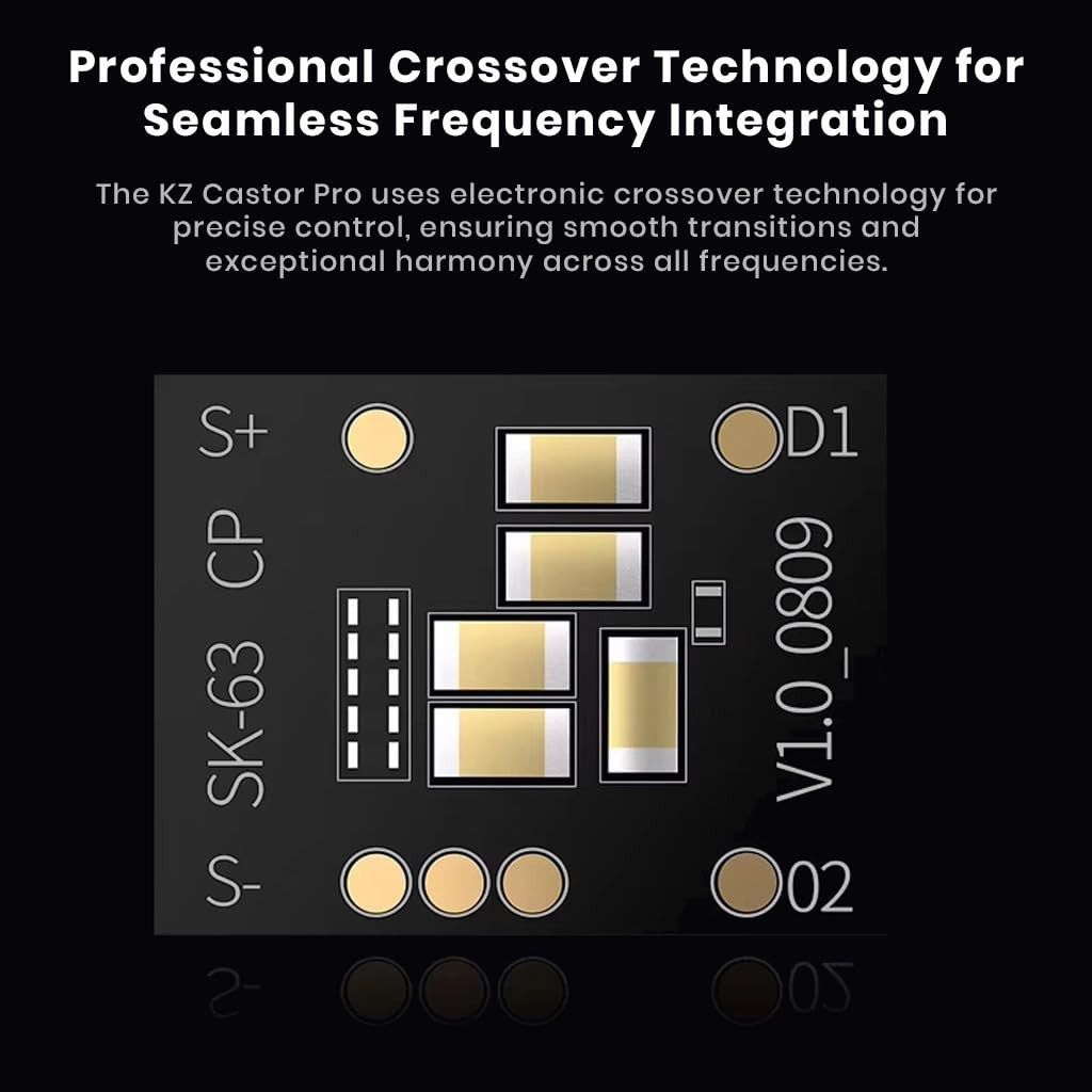 KZ Castor Pro IEM with HD Mic Dual 10mm Dynamic Driver Harman Target Improved Bass for Hi-Res Audio Quality 4 Tuning Switch Oxygen Free Copper Flat Cable 078mm 2Pin 35mm Plug Compatible