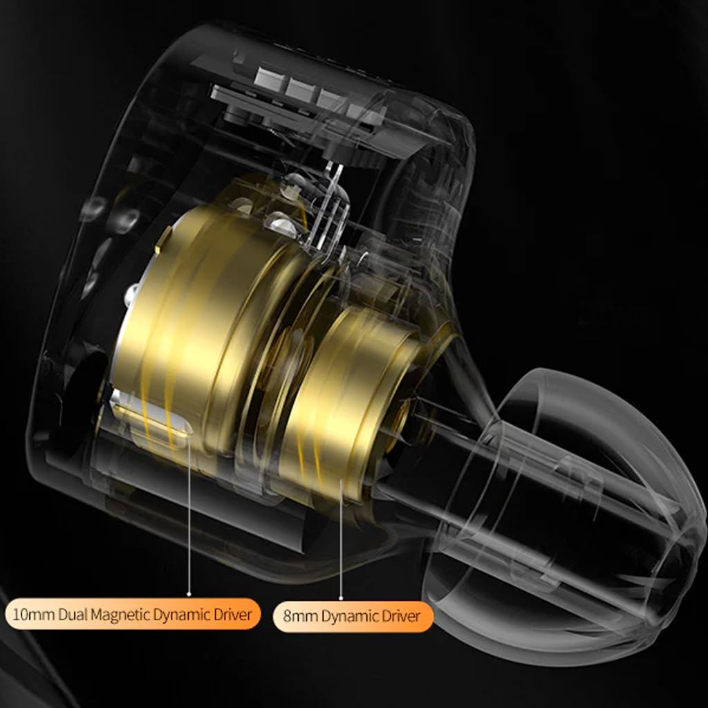 KZ Castor Wired IEM Earphone with Mic 10mm Dual Magnetic 8mm Dynamic Driver Harman Target with Improved Bass in Ear Monitor 4 Tuning Switches 2Pin Detachable Cable