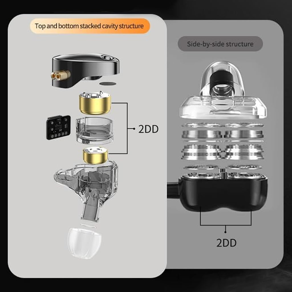 KZ Castor Wired IEM Earphone with Mic 10mm Dual Magnetic 8mm Dynamic Driver Harman Target with Improved Bass in Ear Monitor 4 Tuning Switches 2Pin Detachable Cable