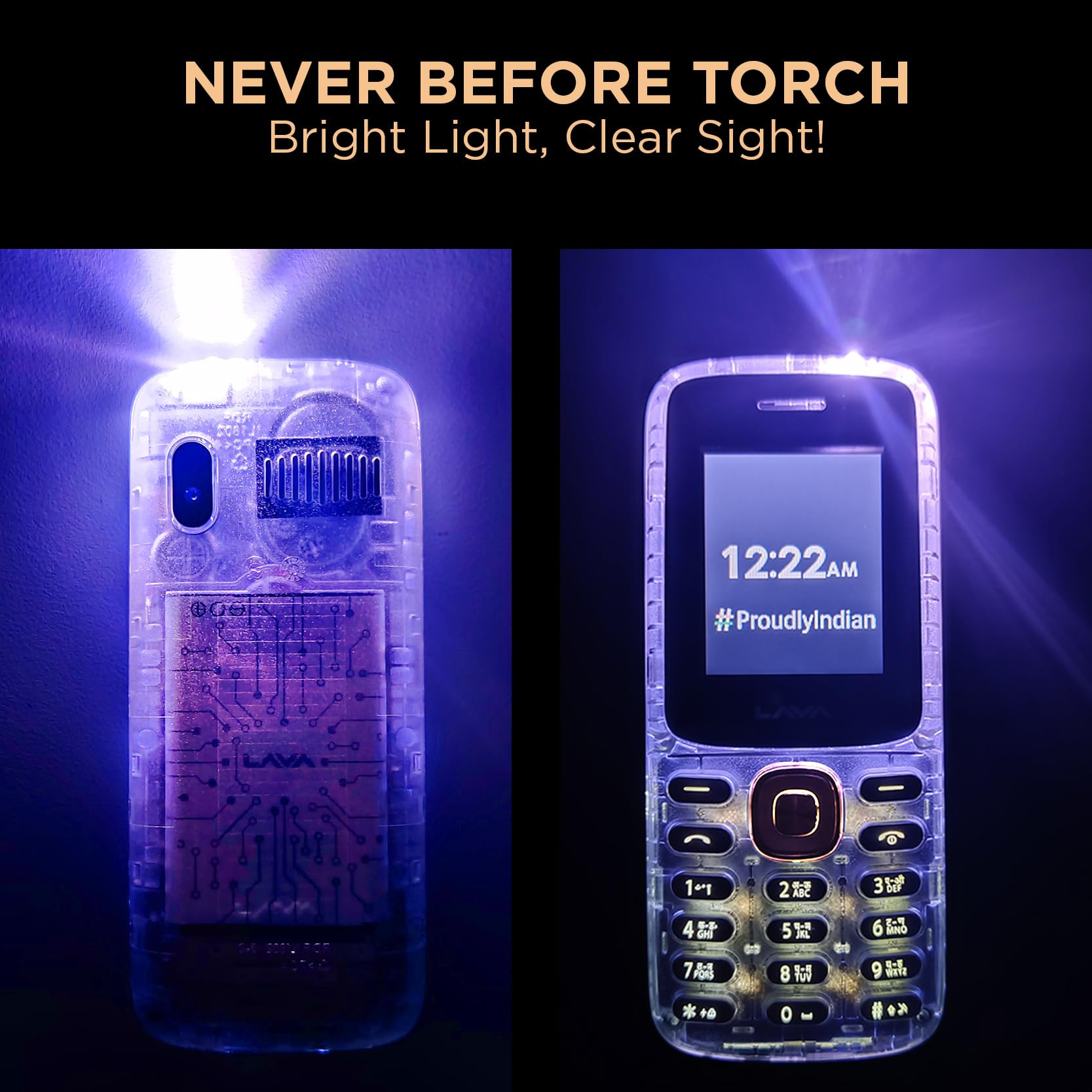 Lava A1 Clear Copper Keypad Mobile Phone with Long Lasting Smart AI Battery 177inch Display Bluetooth Support Military Grade Certified 32 GB Expandable Memory Clear