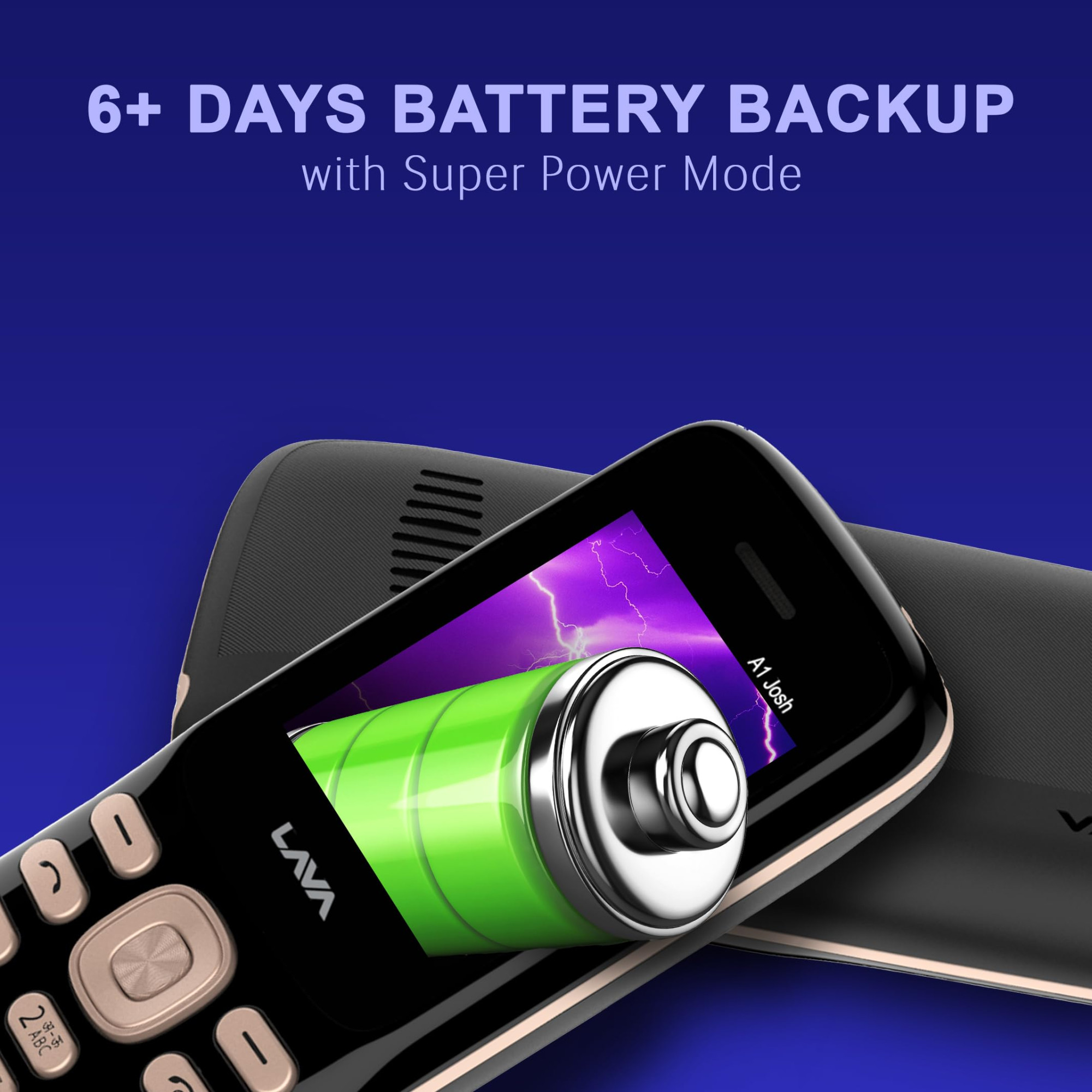 Lava A1 Josh with BOL Feature Dual Sim Keypad Mobile Phone Long-Lasting Battery 22 Launguages Read Support Auto Call Recording Call Blink Notification Black Gold