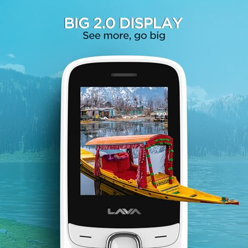 Lava A1 Vibe 2025 Dual SIM Keypad Phone with 2 Big Display Long-Lasting AI Battery Vibration Alert FM Radio MP3 Player Military-Grade Durability White