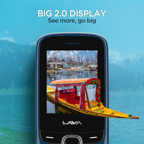 Lava A1 Vibe 2025 Dual SIM Keypad Phone with 2 Big Display Long-Lasting AI Battery Vibration Alert FM Radio MP3 Player Military-Grade Durability Blue