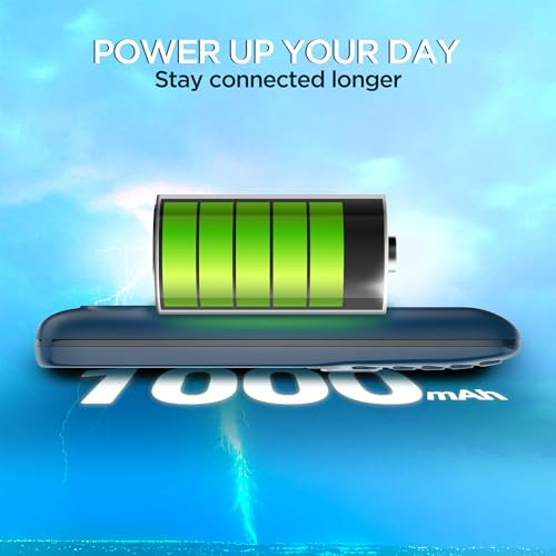 Lava A1 Vibe 2025 Dual SIM Keypad Phone with 2 Big Display Long-Lasting AI Battery Vibration Alert FM Radio MP3 Player Military-Grade Durability Blue