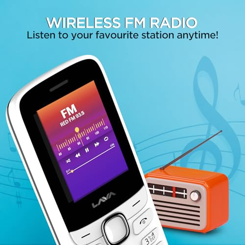 Lava A1 Vibe 2025 Dual SIM Keypad Phone with 2 Big Display Long-Lasting AI Battery Vibration Alert FM Radio MP3 Player Military-Grade Durability White