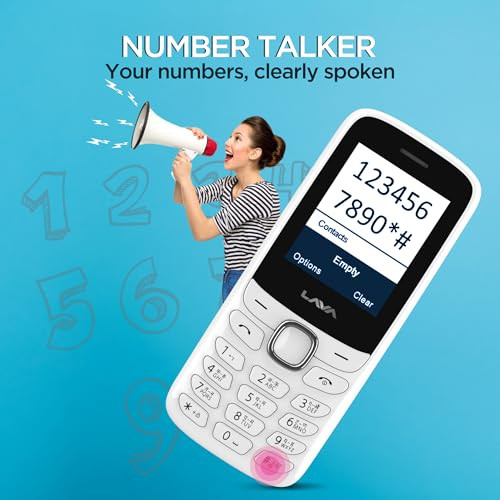 Lava A1 Vibe 2025 Dual SIM Keypad Phone with 2 Big Display Long-Lasting AI Battery Vibration Alert FM Radio MP3 Player Military-Grade Durability White