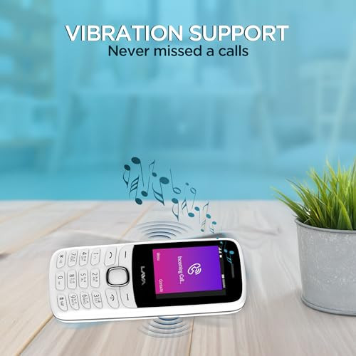 Lava A1 Vibe 2025 Dual SIM Keypad Phone with 2 Big Display Long-Lasting AI Battery Vibration Alert FM Radio MP3 Player Military-Grade Durability White