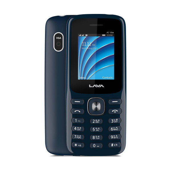 Image of Lava A1 Vibe Dual Sim Keypad Mobile Phone (with Vibration Alert) | 1.8" Large Display | AI-Powered 1000 mAh Battery | Number Talker | Military Grade Body | Call Blink Notifications (Blue Silver)