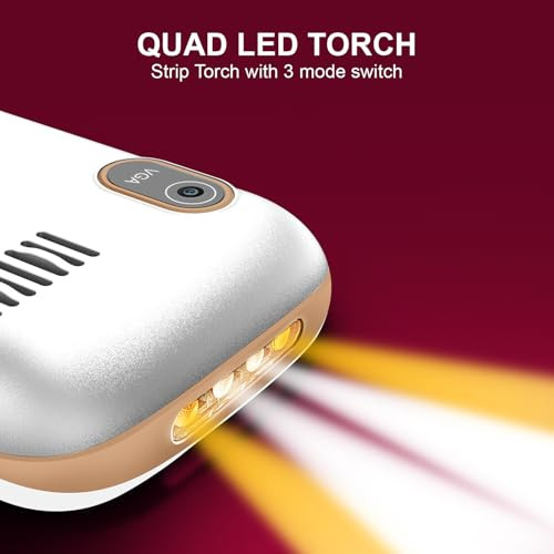 Lava A3 Torch Dual Sim Keypad Mobile Phone 1750mAh Big Battery Quad Strip Torch Slide Button 18 Large Display Vibration Alert 7 Language Support White Beige