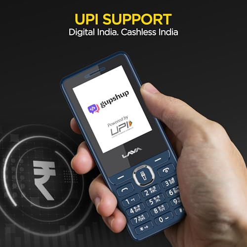 Lava A5 2025 Dual SIM Keypad Mobile with 24 Big Display UPI Support 1200mAh Battery BOL Feature Camera Auto Call Recording Glass Finish and 7 Regional Languages - Dark Blue