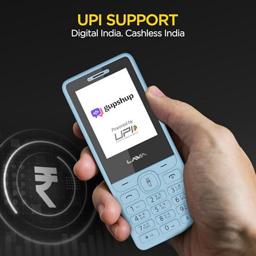 Lava A5 2025 Dual SIM Keypad Mobile with 24 Big Display UPI Support 1200mAh Battery BOL Feature Camera Auto Call Recording Glass Finish and 7 Regional Languages - Blue