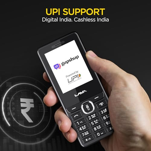 Lava A5 2025 Dual SIM Keypad Mobile with 24 Big Display UPI Support 1200mAh Battery BOL Feature Camera Auto Call Recording Glass Finish and 7 Regional Languages - Black