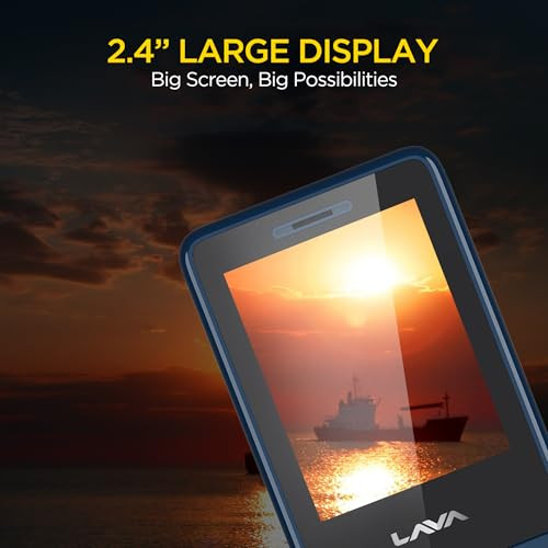 Lava A5 2025 Dual SIM Keypad Mobile with 24 Big Display UPI Support 1200mAh Battery BOL Feature Camera Auto Call Recording Glass Finish and 7 Regional Languages - Dark Blue