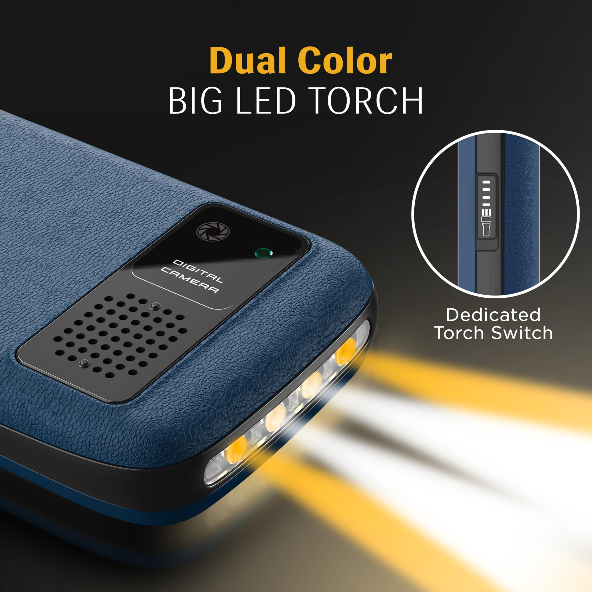 Lava A7 Torch Dual Sim Keypad Mobile Phone with Instant Slide Torch 24 Big Display Powerful Battery Backup Vibration Alert Camera Wireless FM Bluetooth Blue