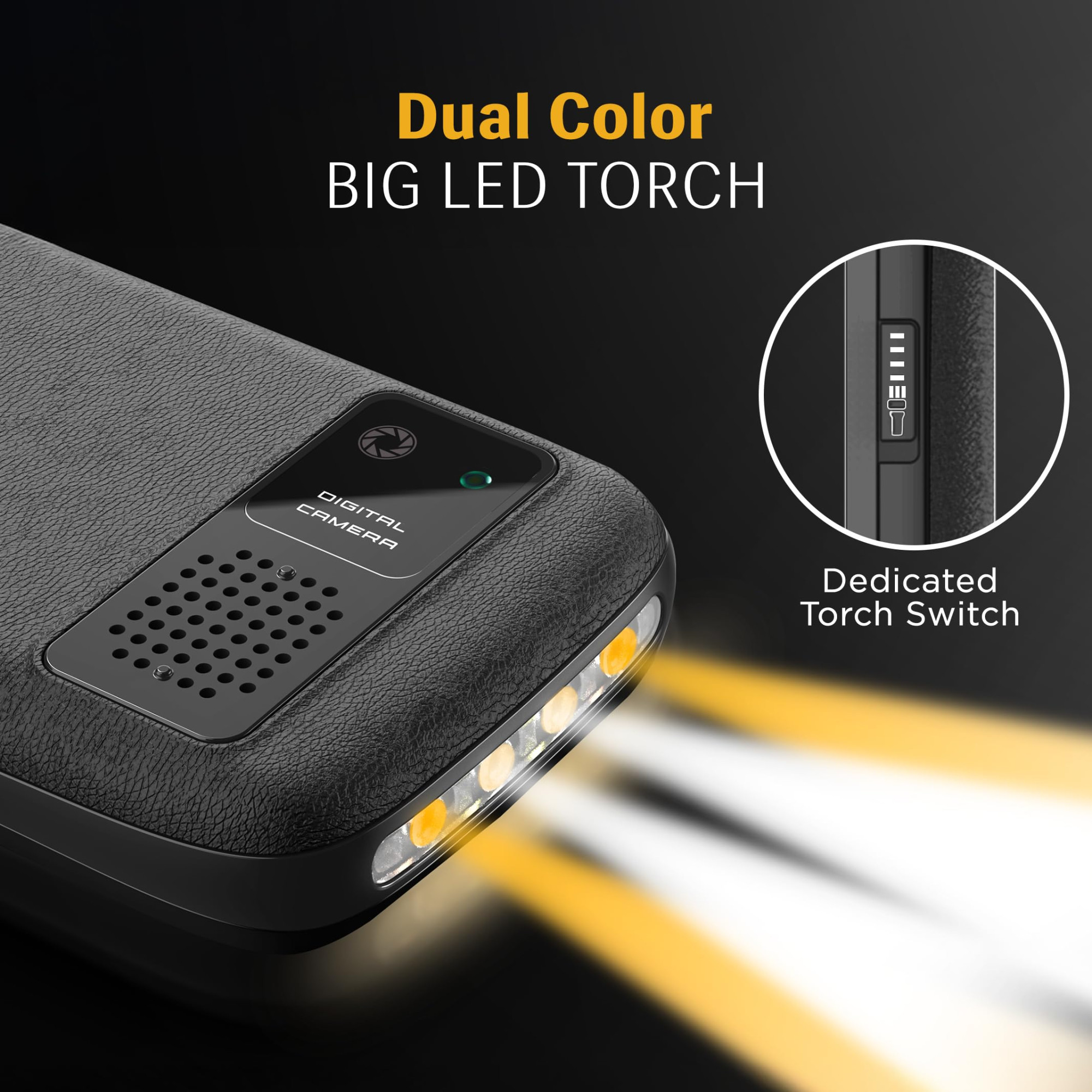 Lava A7 Torch Dual Sim Keypad Mobile Phone with Instant Slide Torch 24 Big Display Powerful Battery Backup Vibration Alert Camera Wireless FM Bluetooth Black