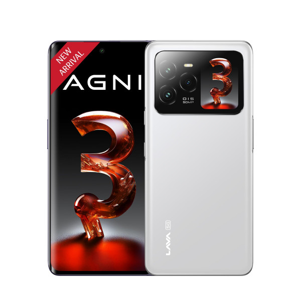 Image of Lava Agni 3 5G (Pristine Glass, 8GB+128GB) | India's 1st Dual AMOLED | 1.5K Curved Display | Dimensity 7300X | 50MP Triple AI Telephoto Camera | 66W Fast Charge | with Charging Adapter