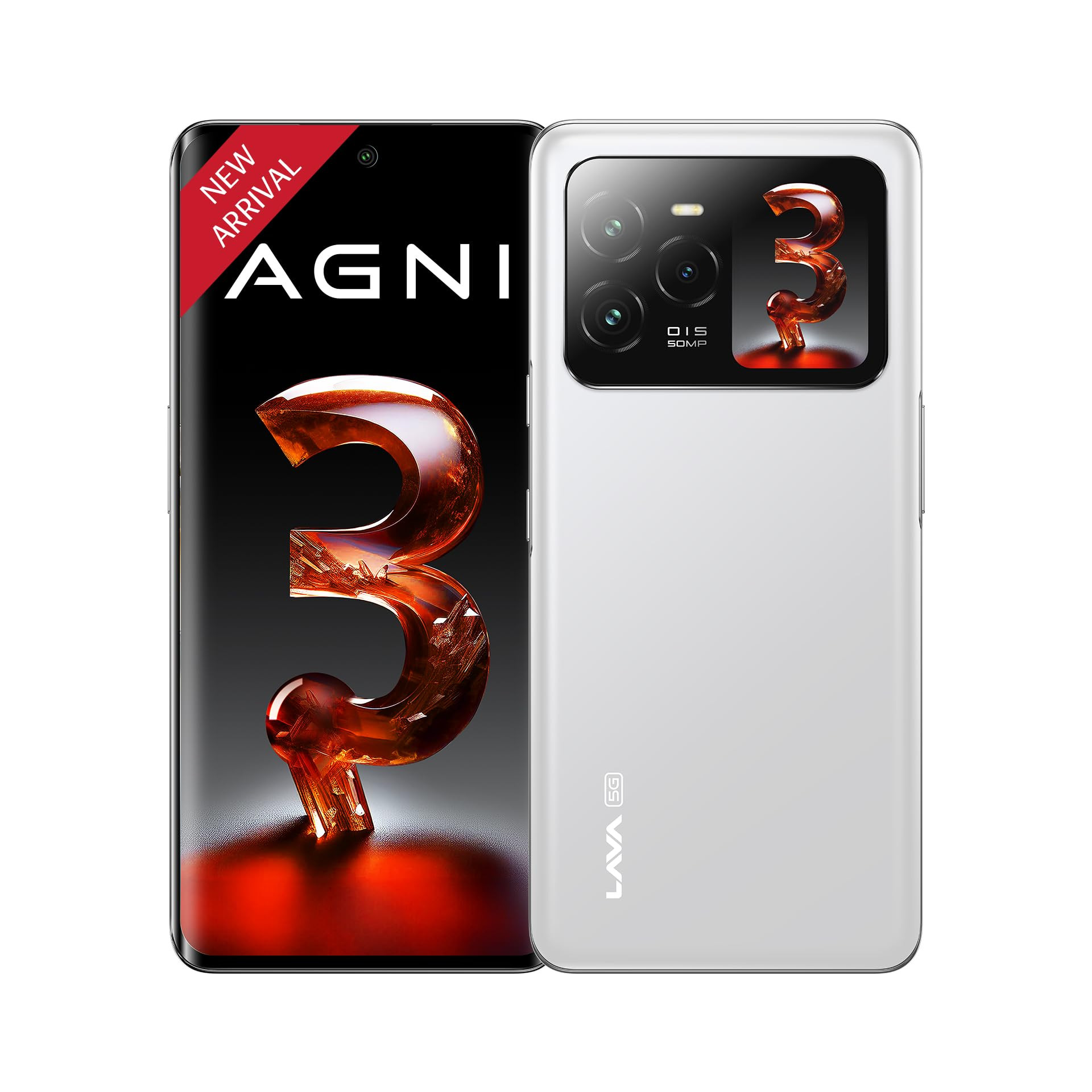 Lava Agni 3 5G Pristine Glass 8GB128GB  Indias 1st dual AMOLED  Dimensity 7300X  50MP Triple AI Camera  66W Fast Charge5000 mAh Battery  Clean UI  Free Replacement  Home  Without Charger