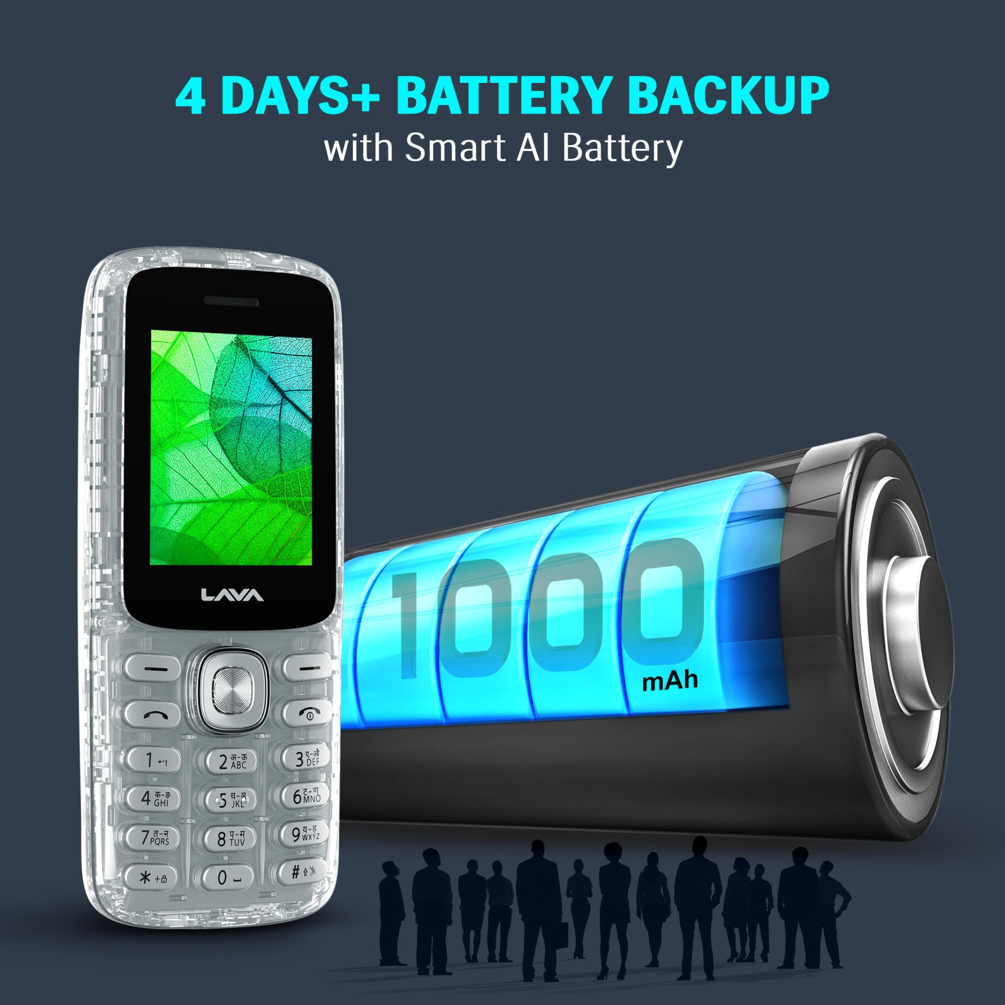 Lava All-New A1 Clear Keypad Mobile Phone with Long Lasting Smart AI Battery 177inch Display Bluetooth Support Military Grade Certified 32 GB Expandable Memory Clear