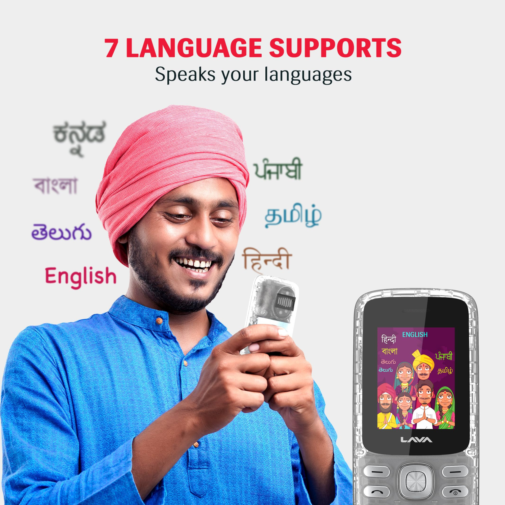 Lava All-New A1 Josh Clear Keypad Mobile Phone with BOL Feature Upto 11 Days of Battery Backup Message Speak Auto Call Recording 22 Launguages Read Support Call Blink Notification Clear