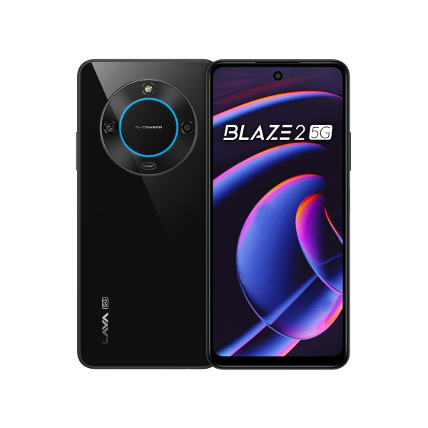 Image of Lava Blaze 2 5G (Glass Black, 6GB RAM, 128GB Storage)| Stunning Ring Light| 50 MP AI Camera |5000 mAh Battery| Upto 12 GB Expandable RAM