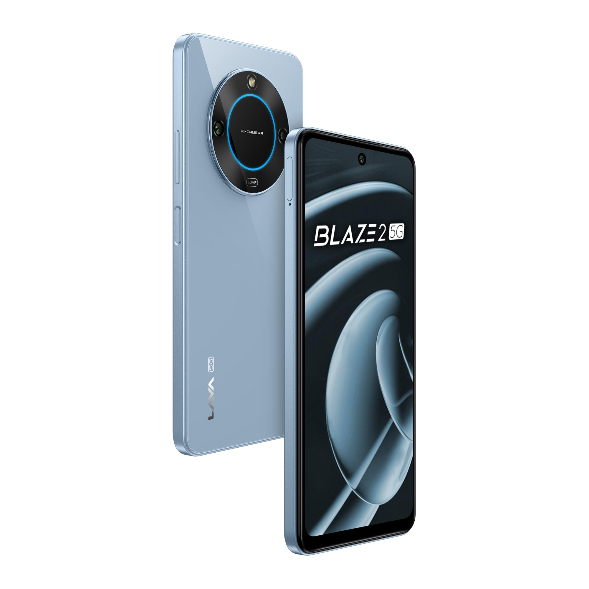 Lava Blaze 2 5G Glass Blue 6GB RAM 128GB Storage Stunning Ring Light 50 MP AI Camera 5000 mAh Battery Upto 12 GB Expandable RAM