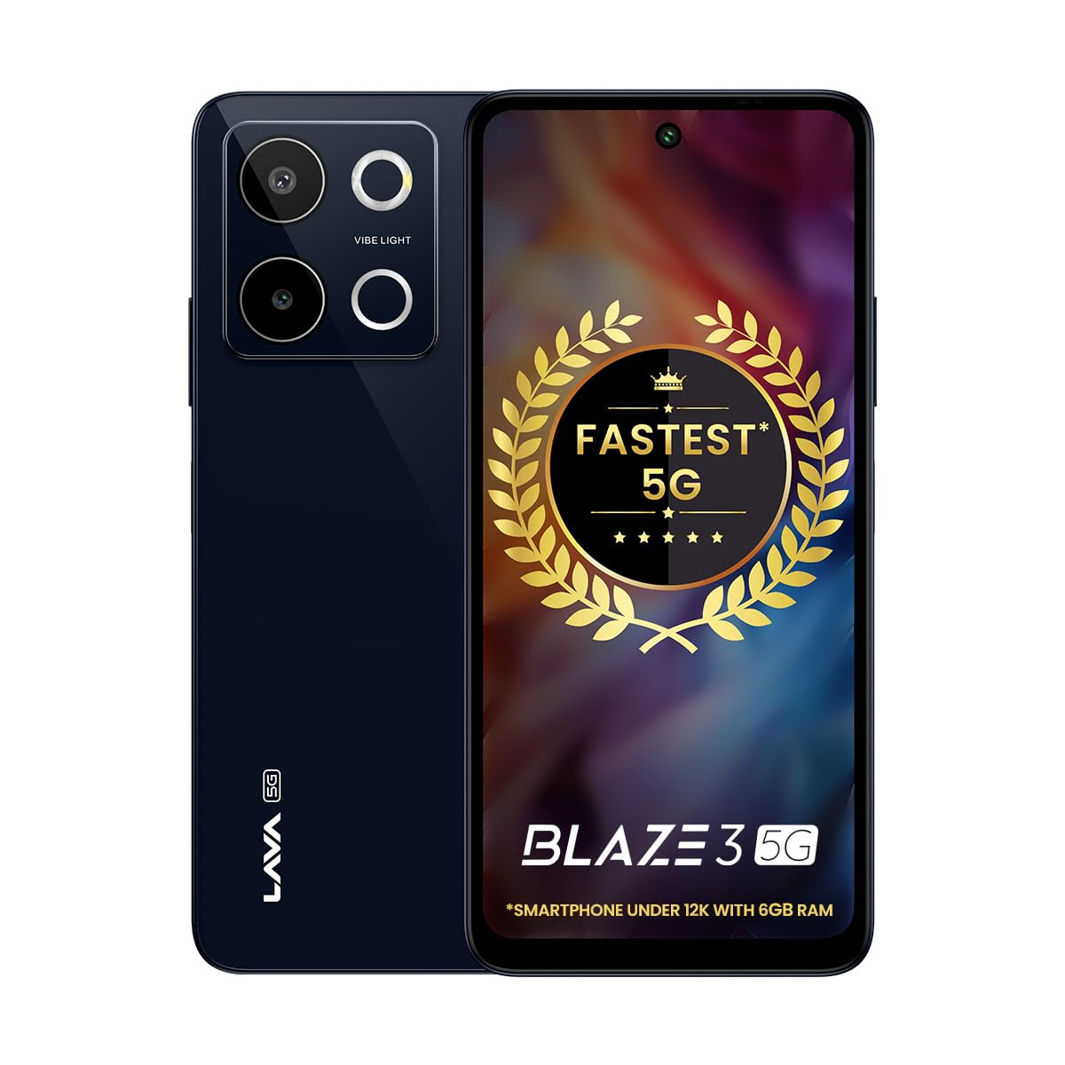 Lava Blaze 3 5G Glass Blue 6GB128GB  Segments Fastest 5G Smartphone  Dimensity 6300 Processor  90Hz Display  50MP2MP AI Camera with Vibe Light  5000 mAh  Special Discount on All Banks