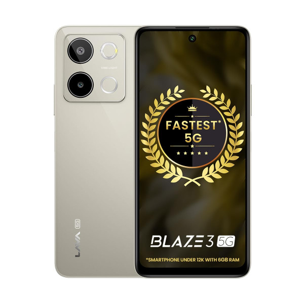 Image of Lava Blaze 3 5G (Glass Gold, 6GB+128GB) | Segment's Fastest 5G Smartphone | Dimensity 6300 Processor | 90Hz Display | 50MP+2MP AI Camera with Vibe Light | 5000 mAh | Special Discount on All Banks