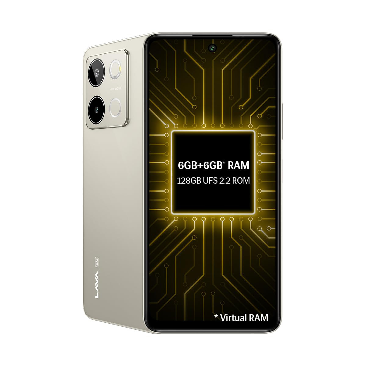 Lava Blaze 3 5G Glass Gold 6GB128GB Segments Fastest 5G Smartphone Dimensity 6300 Processor 90Hz Display 50MP2MP AI Camera with Vibe Light 5000 mAh Special Discount on All Banks