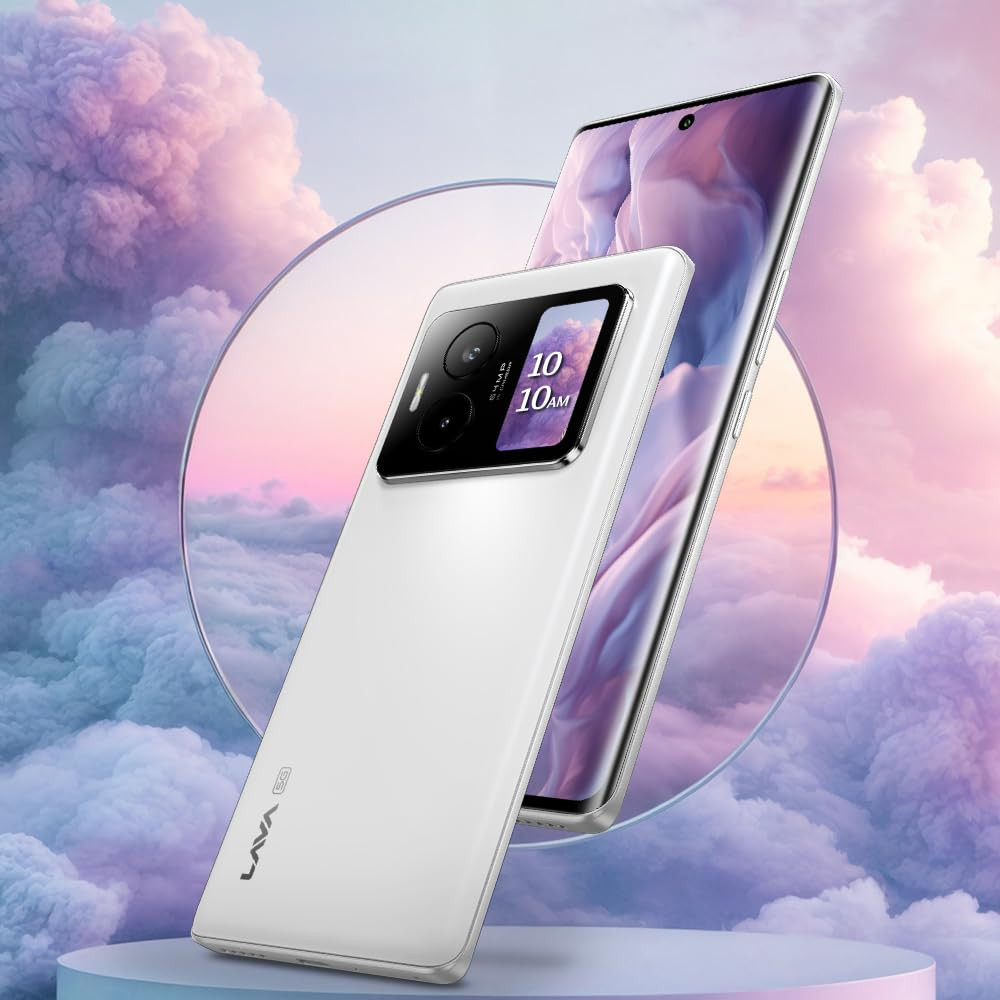 Lava Blaze Duo 5G Artic White 6GB RAM 128GB Storage Segments First Secondary Screen120 Hz Curved Amoled Display 64 MP Camera Sony Sensor MediaTek Dimensity 7025 Processor