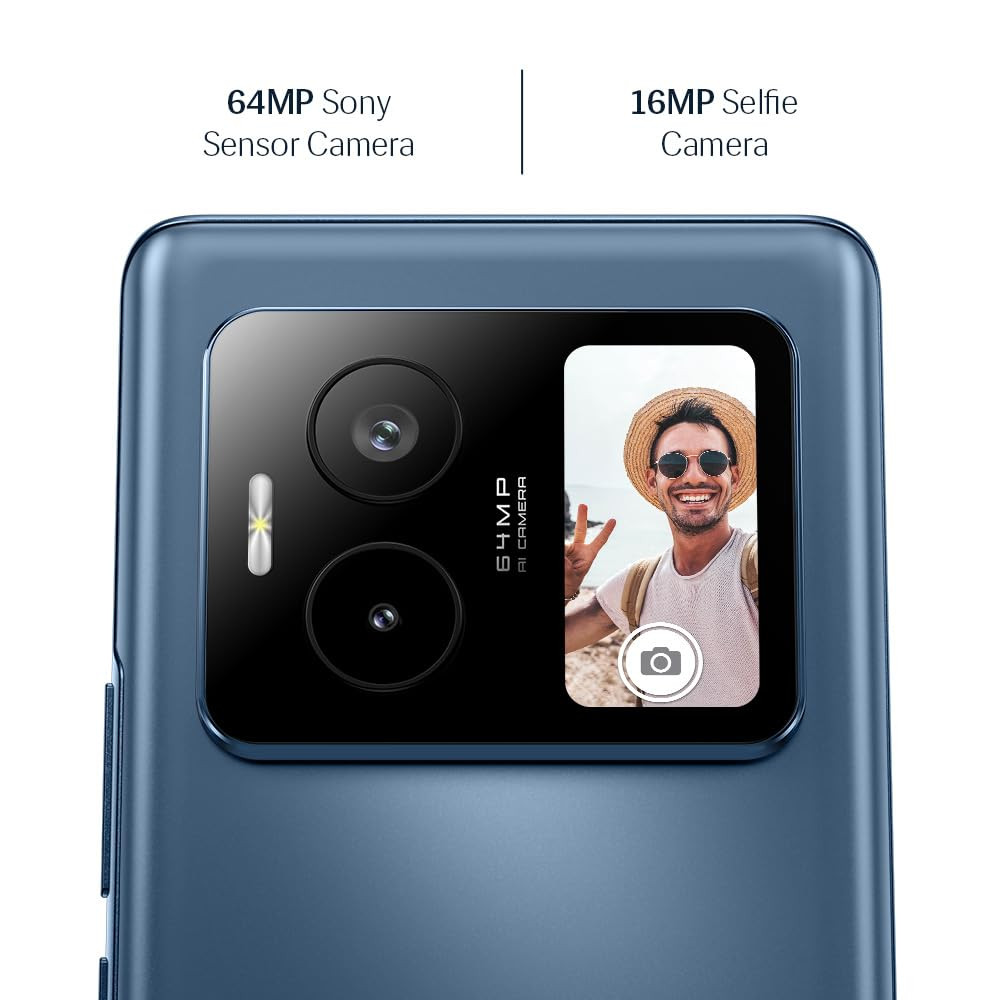 Lava Blaze Duo 5G Celestial Blue 6GB RAM 128GB Storage Segments First Secondary Screen120 Hz Curved Amoled Display 64 MP Camera Sony Sensor MediaTek Dimensity 7025 Processor