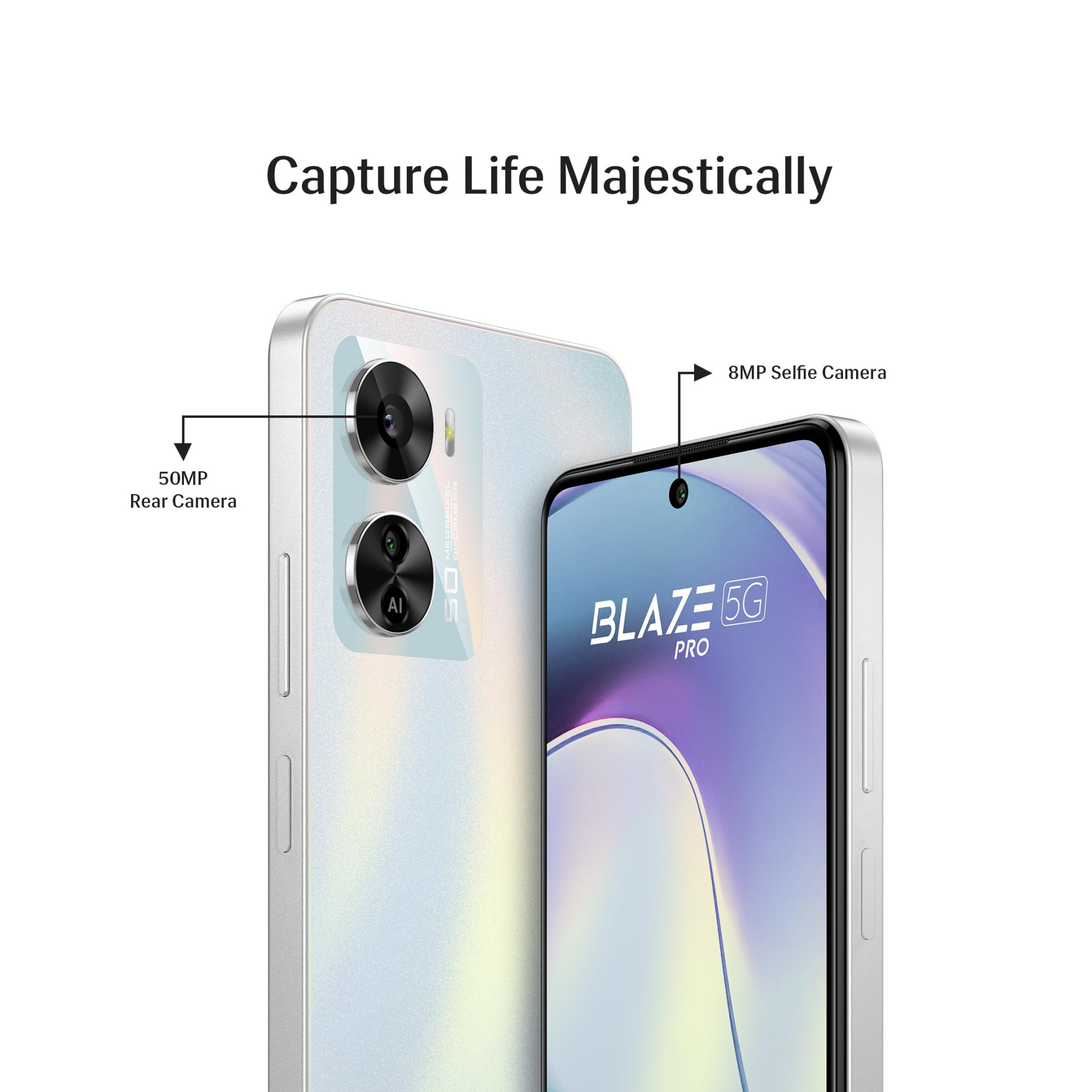 Lava Blaze Pro 5G Radiant Pearl 8GB RAM 128GB Storage 50 MP AI Camera 120 Hz FHD Display 33W Fast Charger Upto 16 GB Expandable RAM