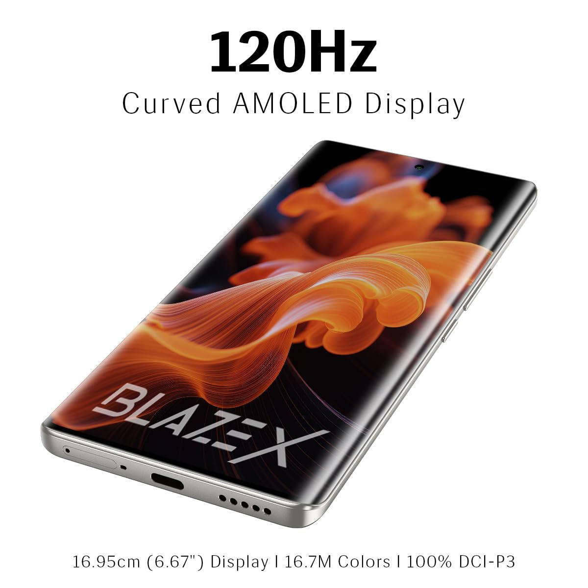 Lava Blaze X 5G - Titanium Grey 8GB RAM  128GB Storage - Segment First Curved AMOLED Display  64MP Sony Sensor Camera  Upto 16GB Expandable RAM  Latest MediaTek 5G Processor