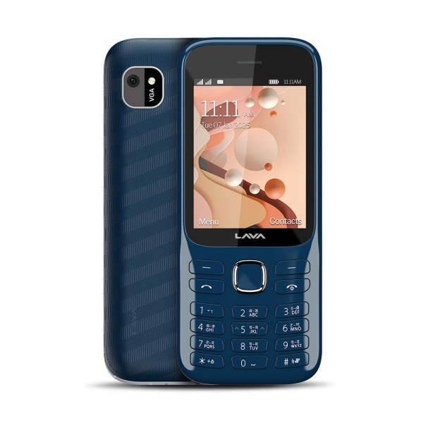 Image of Lava Gem 2025 Dual Sim Keypad Phone (2.8" Display, Camera &amp; Flash) | 2575mAh Smart AI Powerful Battery | Wireless FM &amp; Recording | Stereo Speakers | Call Recording (Blue Chrome)