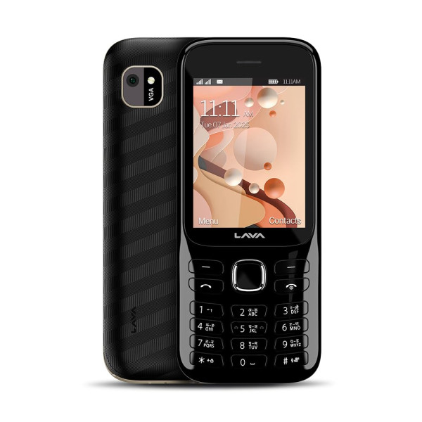 Image of Lava Gem 2025 Dual Sim Keypad Phone (2.8" Display, Camera &amp; Flash) | 2575mAh Smart AI Powerful Battery | Wireless FM &amp; Recording | Stereo Speakers | Call Recording (Black Gold)