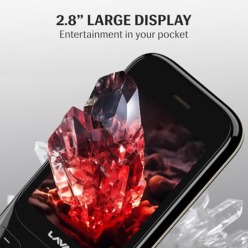 Lava Gem 2025 Dual Sim Keypad Phone 28 Display Camera Flash 2575mAh Smart AI Powerful Battery Wireless FM Recording Stereo Speakers Call Recording Black Gold
