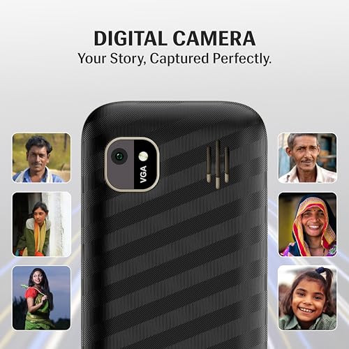 Lava Gem 2025 Dual Sim Keypad Phone 28 Display Camera Flash 2575mAh Smart AI Powerful Battery Wireless FM Recording Stereo Speakers Call Recording Black Gold