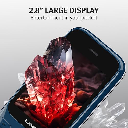 Lava Gem 2025 Dual Sim Keypad Phone 28 Display Camera Flash 2575mAh Smart AI Powerful Battery Wireless FM Recording Stereo Speakers Call Recording Blue Chrome