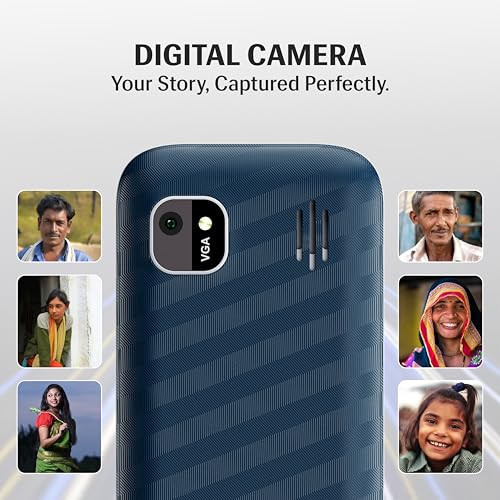 Lava Gem 2025 Dual Sim Keypad Phone 28 Display Camera Flash 2575mAh Smart AI Powerful Battery Wireless FM Recording Stereo Speakers Call Recording Blue Chrome