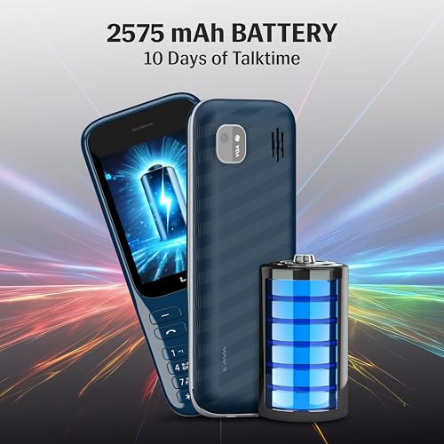 Lava Gem 2025 Dual Sim Keypad Phone 28 Display Camera Flash 2575mAh Smart AI Powerful Battery Wireless FM Recording Stereo Speakers Call Recording Blue Chrome