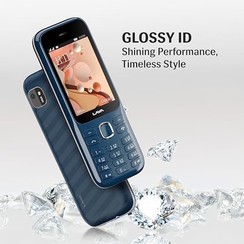 Lava Gem 2025 Dual Sim Keypad Phone 28 Display Camera  Flash  2575mAh Smart AI Powerful Battery  Wireless FM  Recording  Stereo Speakers  Call Recording Blue Chrome