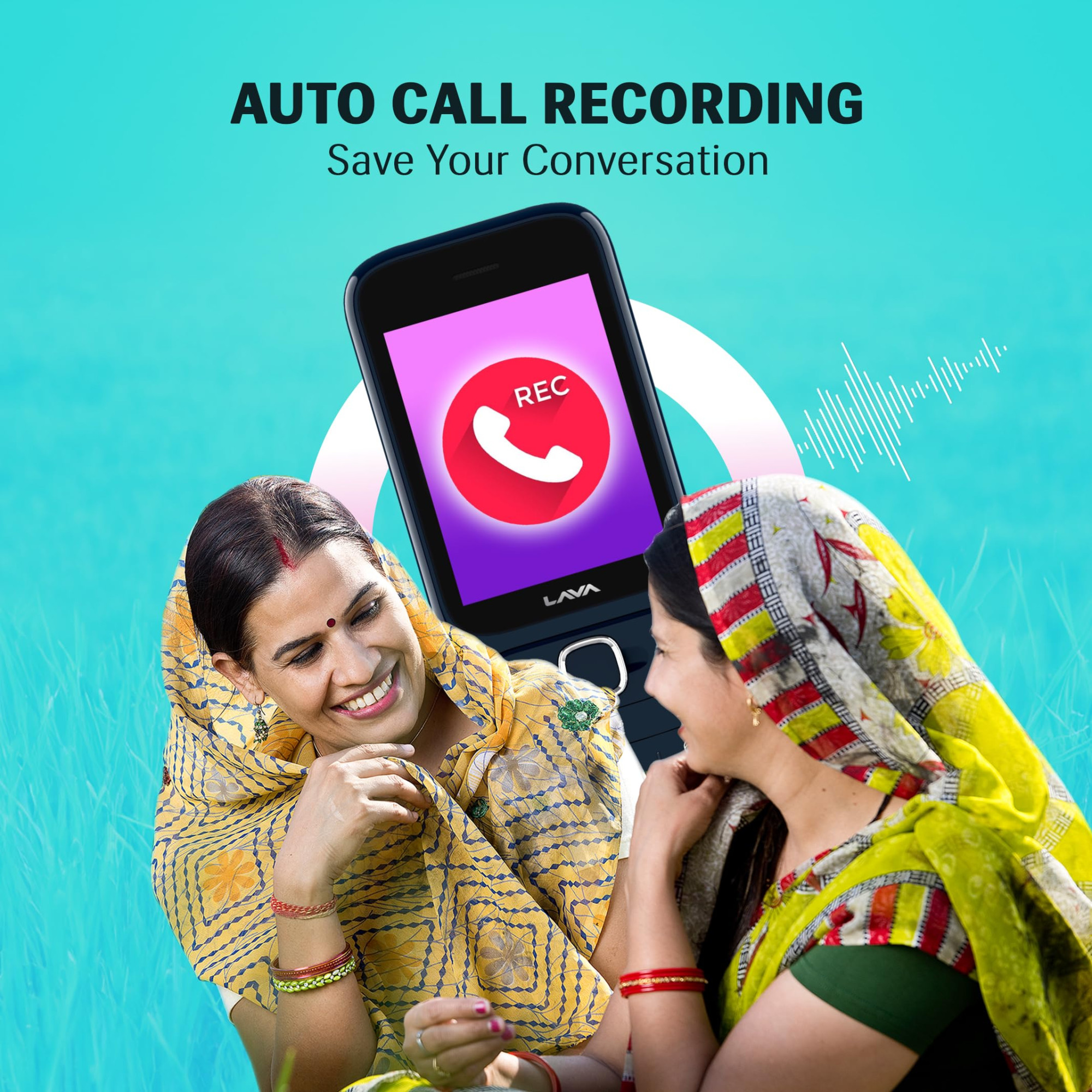 Lava Gem Power Dual Sim Keypad Phone 28 Display Camera Flash 2575mAh Smart AI Powerful Battery Wireless FM Recording 7-Language Support Stereo Speakers Call Recording Blue Chrome