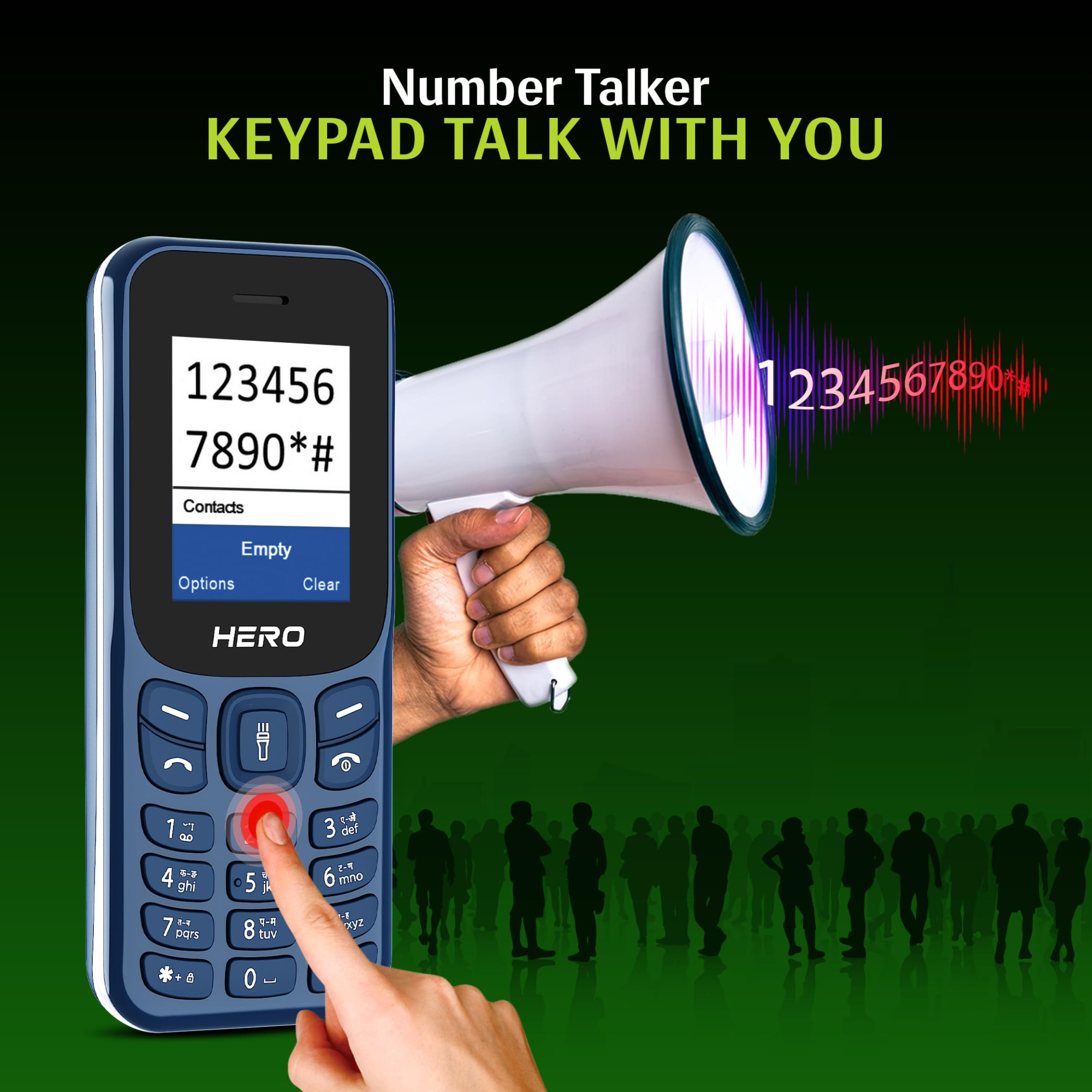 Lava Hero Shakti 2025 Dual Sim Keypad Mobile Phone with Vibration Alert 18 Display Super Saving Battery Mode Stylish Design Number Talker Dark Blue