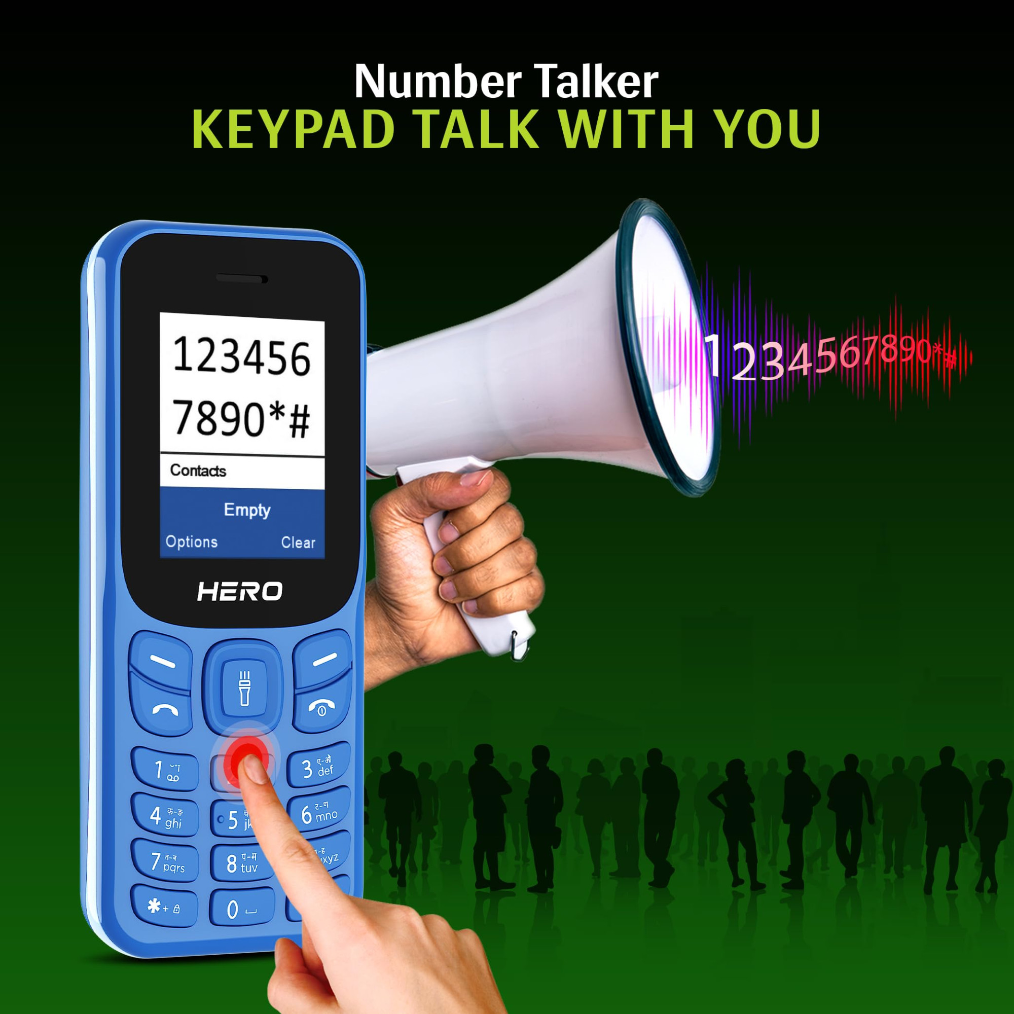 Lava Hero Shakti 2025 Dual Sim Keypad Mobile Phone with Vibration Alert 18 Display Super Saving Battery Mode Stylish Design Number Talker Pepsi Blue