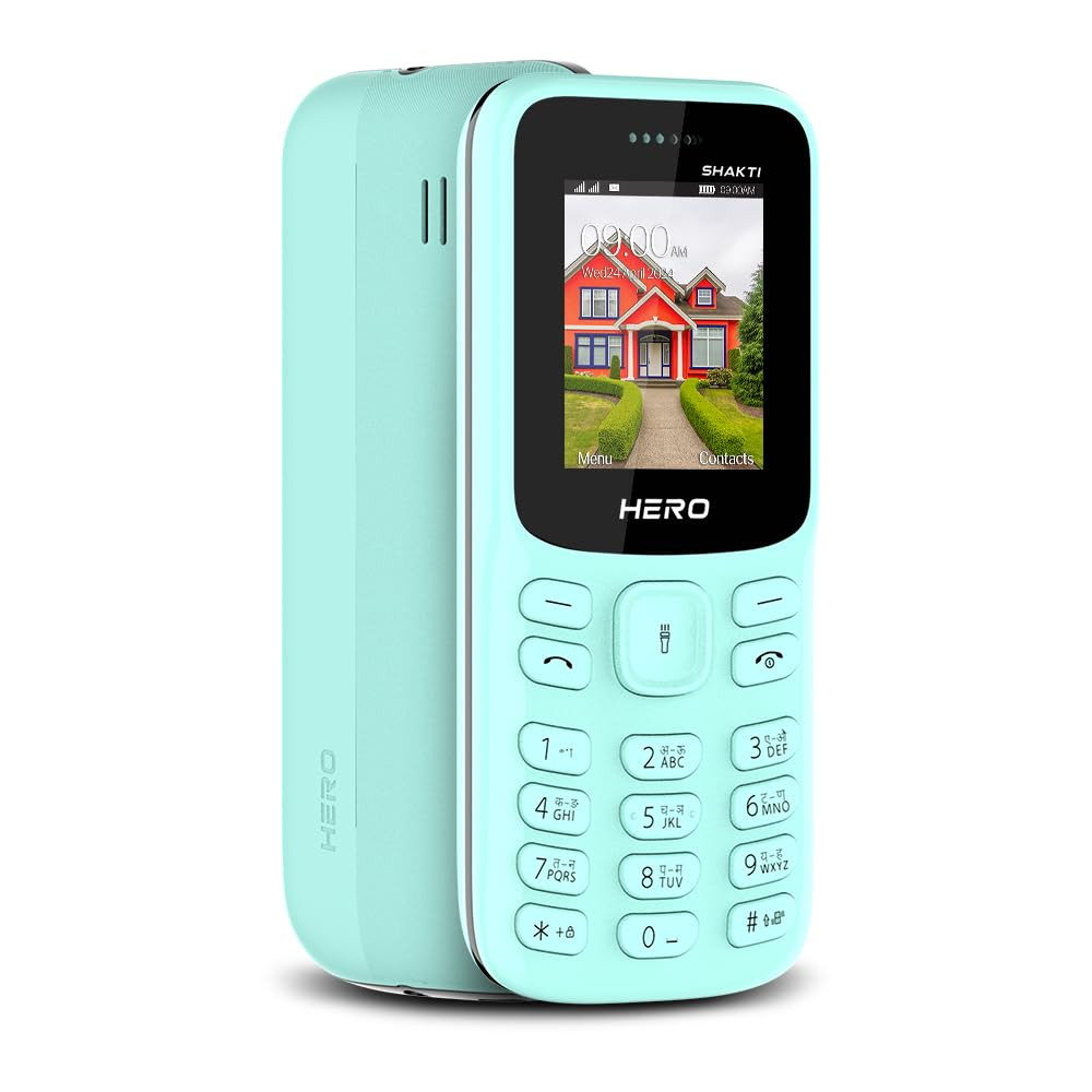 Lava Hero Shakti Dual Sim Keypad Mobile Phone with Vibration Alert 18 Display Super Saving Battery Mode Stylish Keypad Sturdy Build Number Talker Mint Green