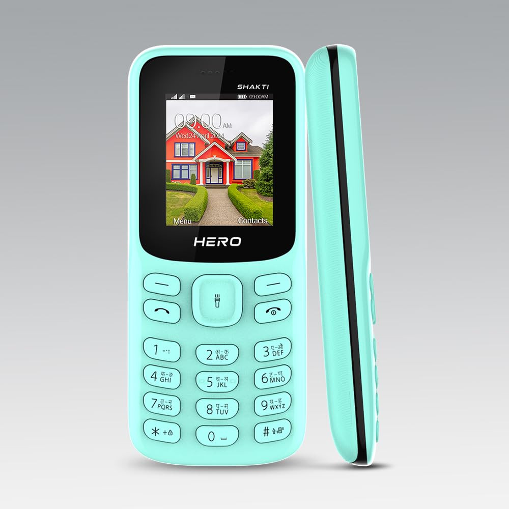 Lava Hero Shakti Dual Sim Keypad Mobile Phone with Vibration Alert 18 Display Super Saving Battery Mode Stylish Keypad Sturdy Build Number Talker Mint Green