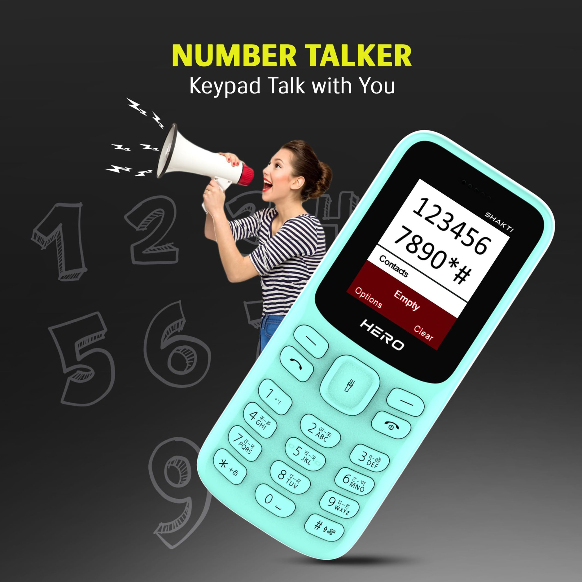Lava Hero Shakti Dual Sim Keypad Mobile Phone with Vibration Alert 18 Display Super Saving Battery Mode Stylish Keypad Sturdy Build Number Talker Mint Green