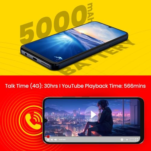 Lava O3 Glossy Blue 3 GB RAM 64 GB Storage Biggest 675 HD Display 13MP AI Dual Rear Camera 5000 mAh Battery Secure Face Unlock Fingerprint Reader Charger Phone-Cover in Box
