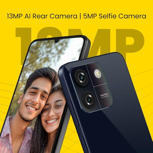 Lava O3 Glossy Blue 3 GB RAM 64 GB Storage Biggest 675 HD Display 13MP AI Dual Rear Camera 5000 mAh Battery Secure Face Unlock Fingerprint Reader Charger Phone-Cover in Box