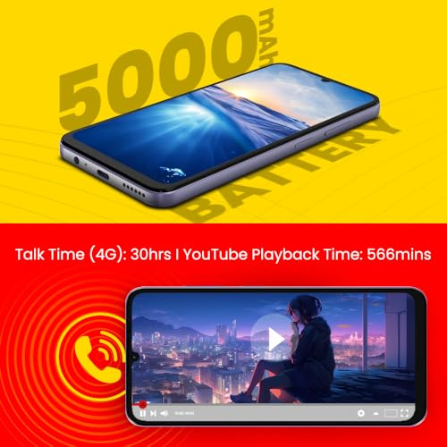 Lava O3 Glossy Lavender 4 GB RAM 64 GB Storage Biggest 675 HD Display 13MP AI Dual Rear Camera 5000 mAh Battery Secure Face Unlock Fingerprint Reader Charger Phone-Cover in Box